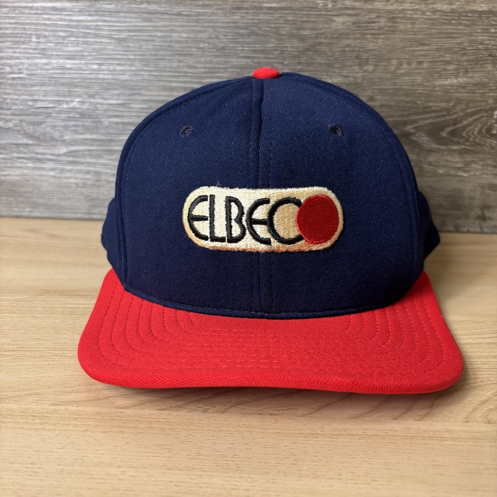 Vintage Elbeco Hat Cap Snap Back Mens Large Blue Red Embroidered Advertising